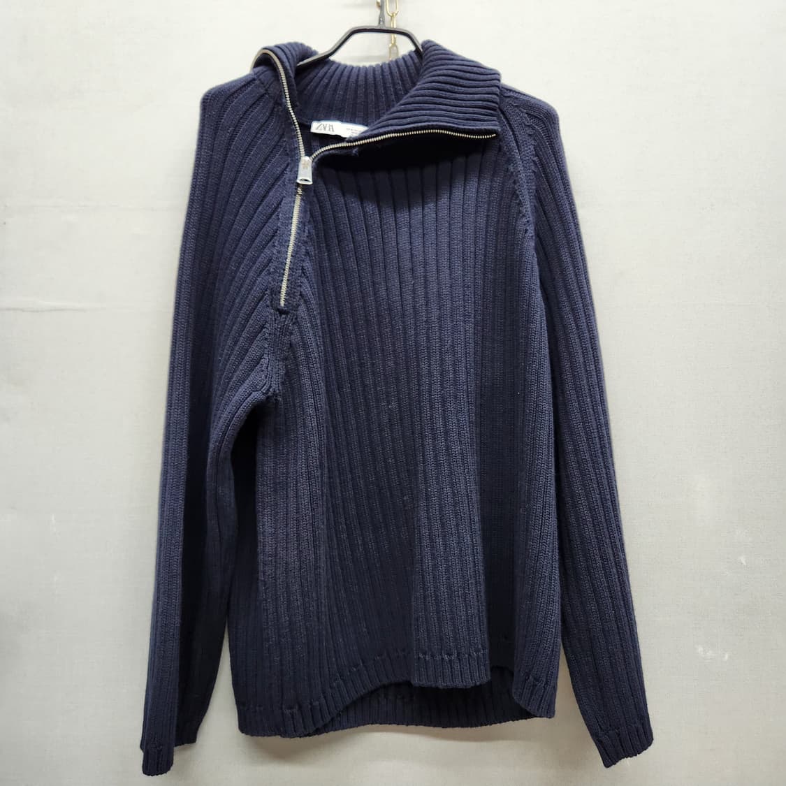 자라 ZARA 사이드지퍼 골지 코튼 반집업 니트 M(L~XL) 남여공용 상품이미지1