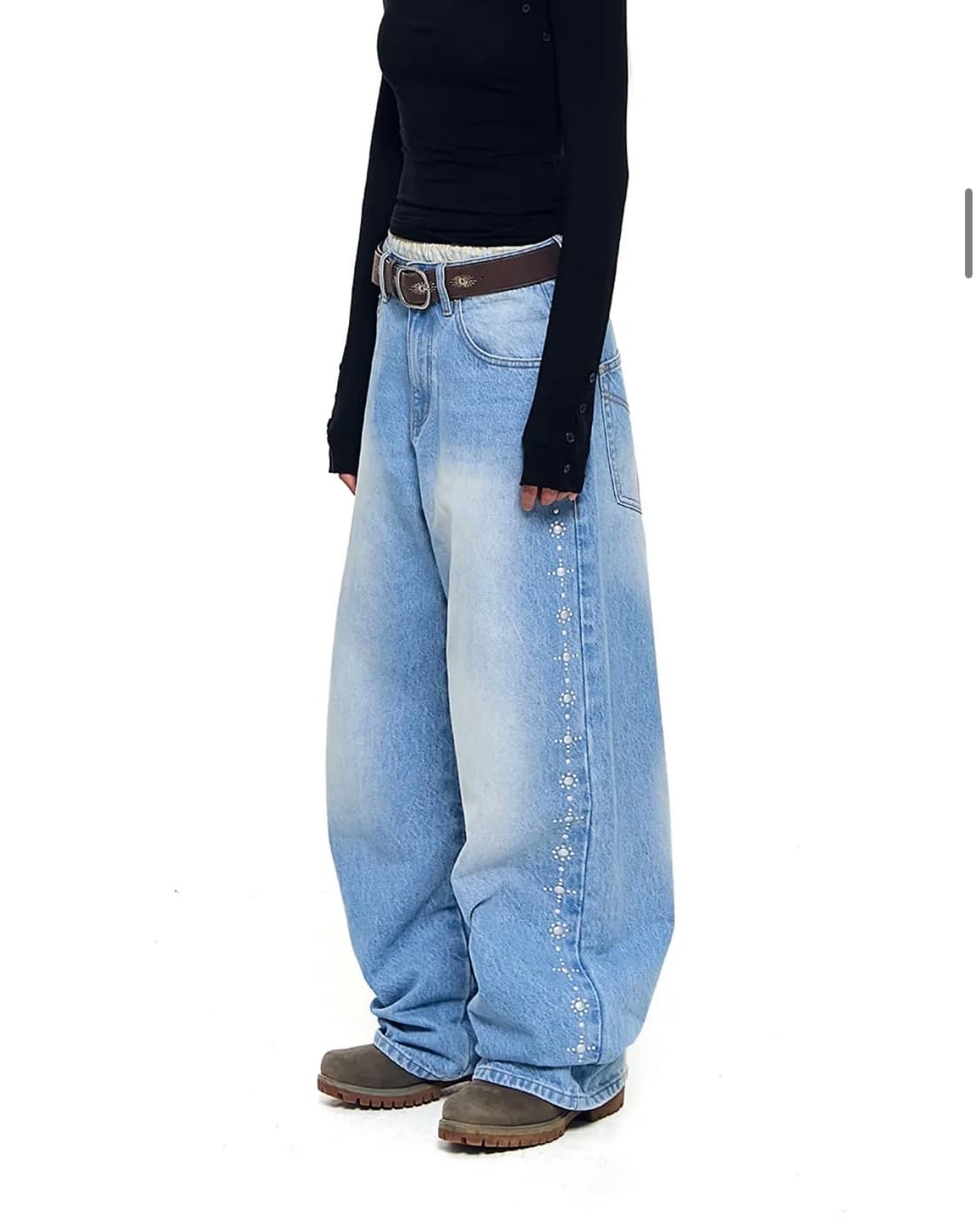 아캄 Side Rhinestone Denim Pants (Blue) 상품이미지1