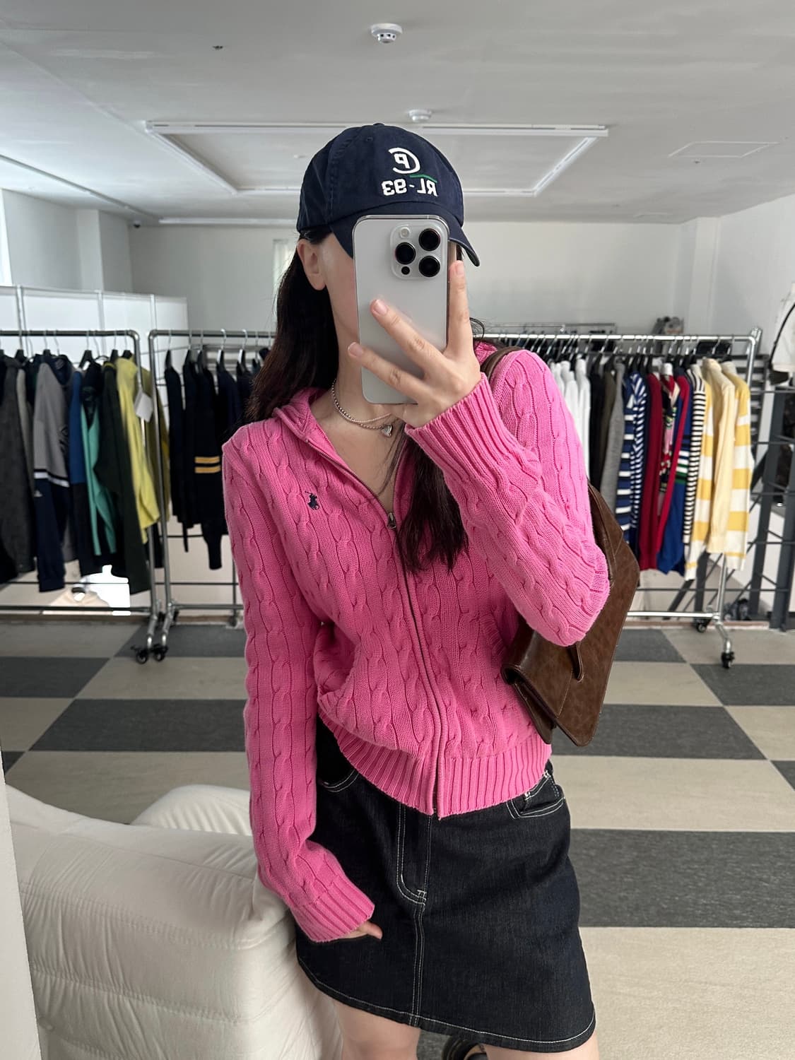 랄프로렌 스포츠 핑크 케이블 니트 후드집업 상품이미지2