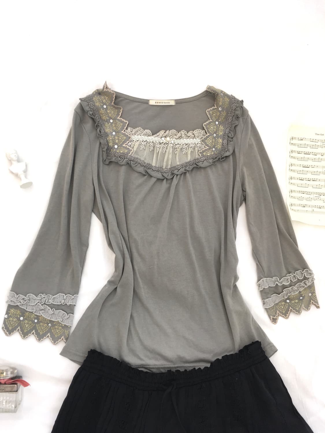 axes femme antique lace t shirt 상품이미지1