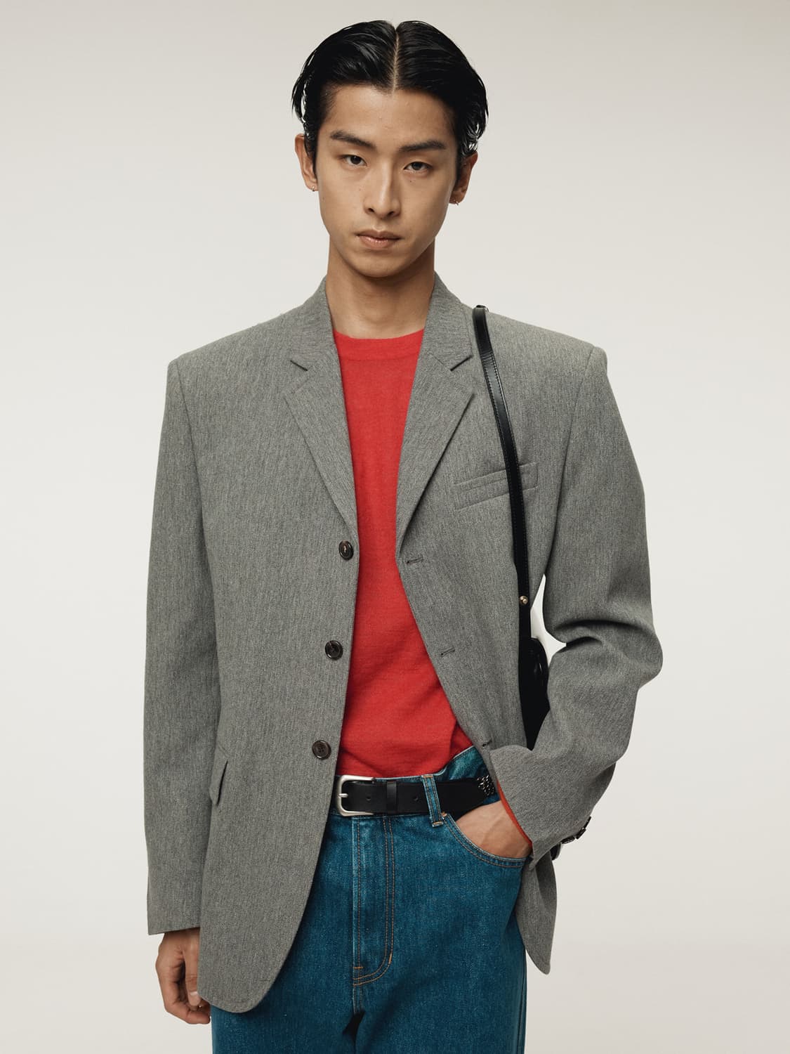 렉토 25FW 퀸시 울 싱글 자켓 멜란지 그레이 상품이미지2