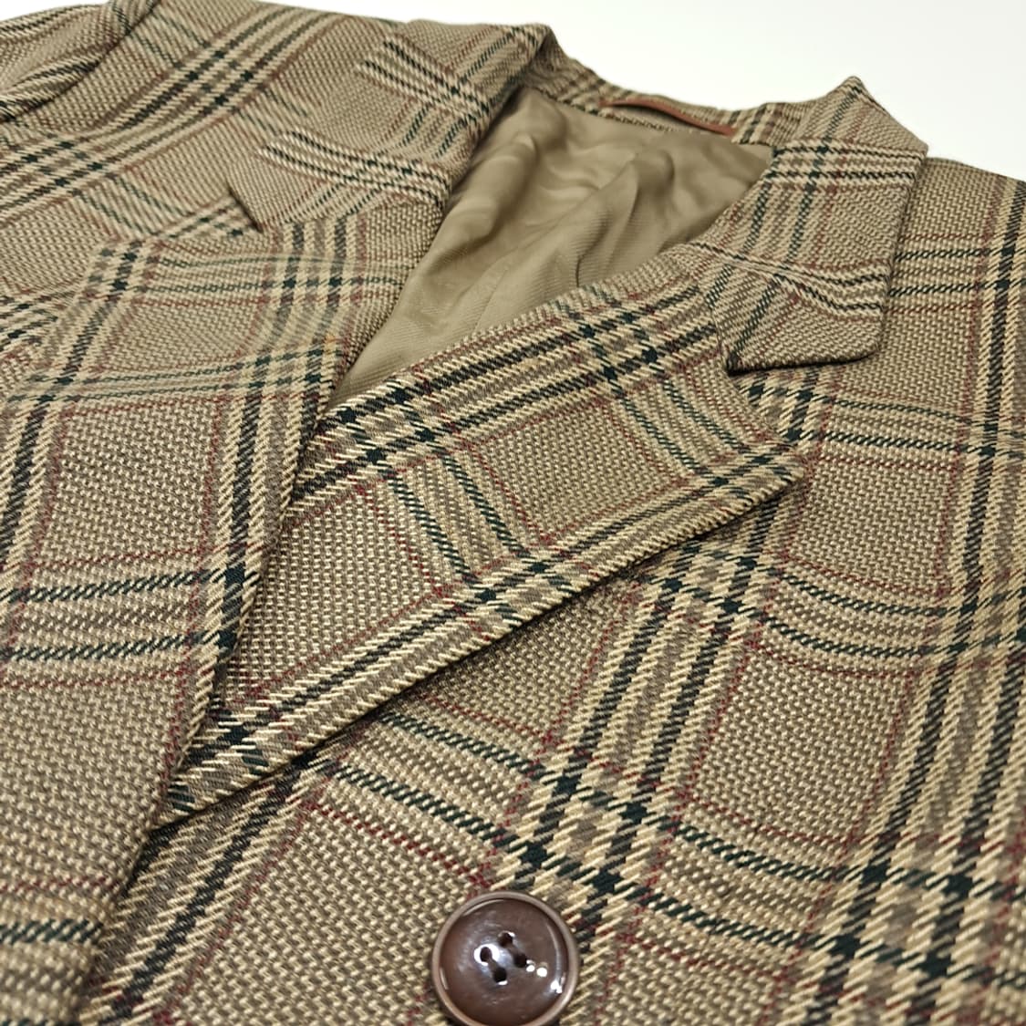 CL170 버버리 일본판 빈티지 울실크 글렌체크 베이지 자켓 상품이미지4