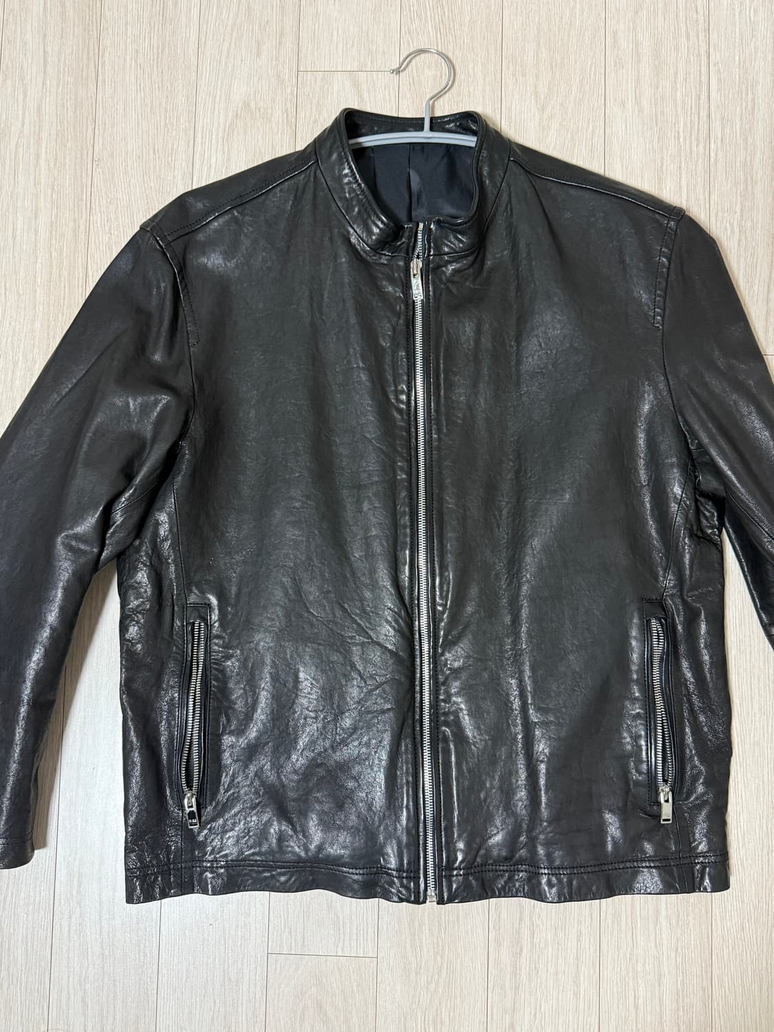 SIEG 블랙 레더 자켓 상품이미지1