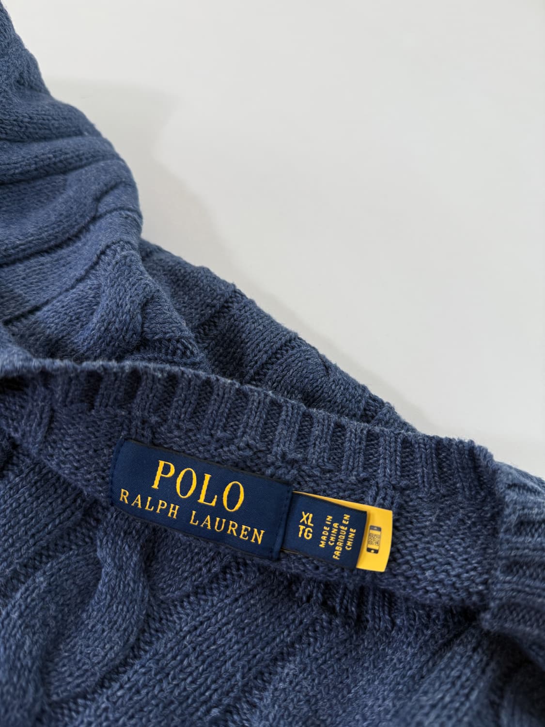 폴로 랄프로렌 오버핏 신형 QR라벨 인디고블루 코튼 케이블 니트 상품이미지6