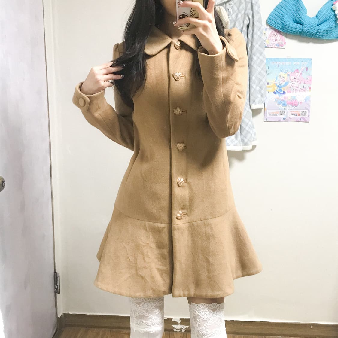 빈티지 브라운 라떼 하트 코트 히메갸루 로걀 라떼갸루 헤이세이 긱시크 상품이미지1