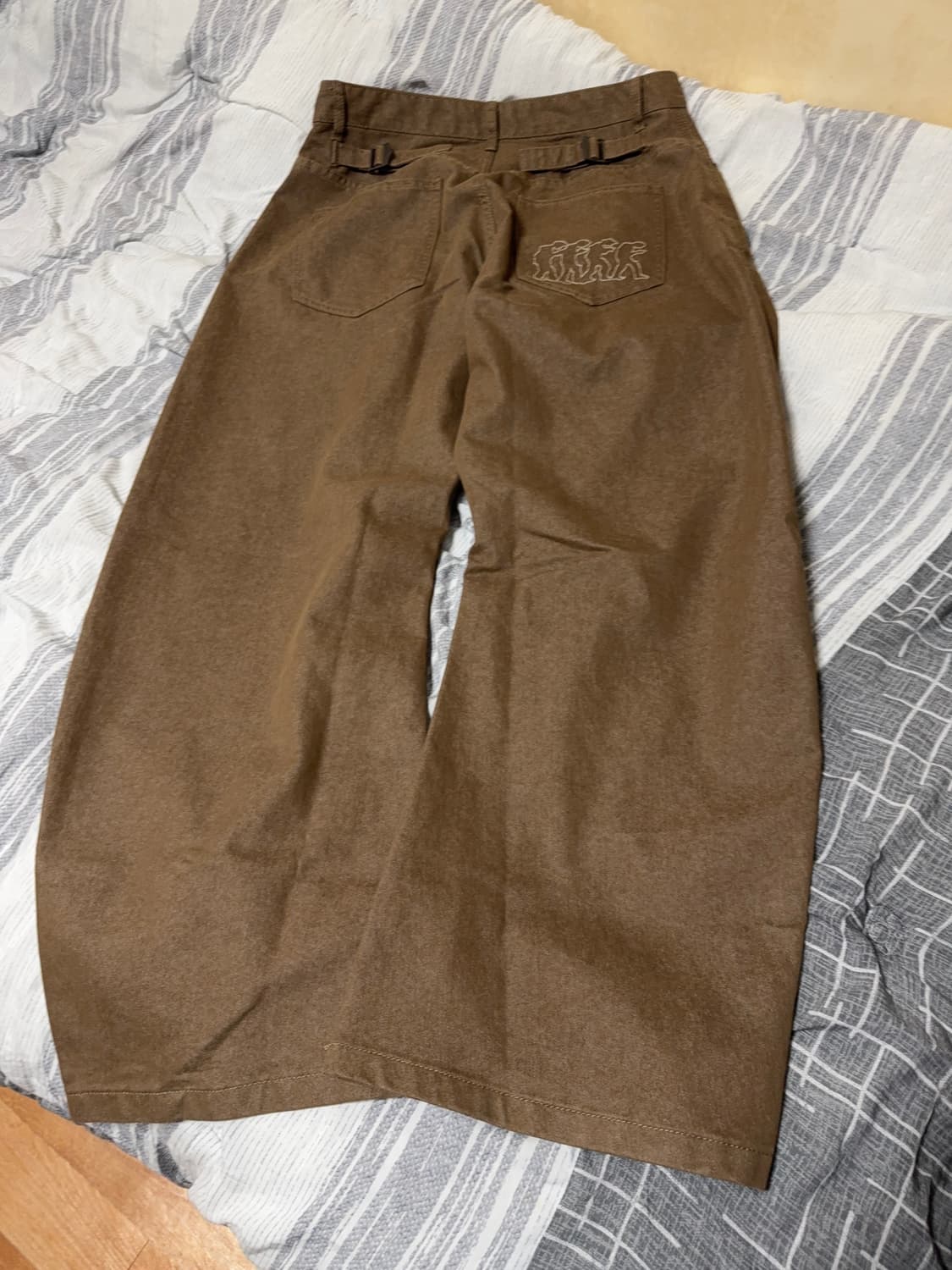 (M) 인템포무드 소셜 그래픽 와이드 데님 브라운 상품이미지4