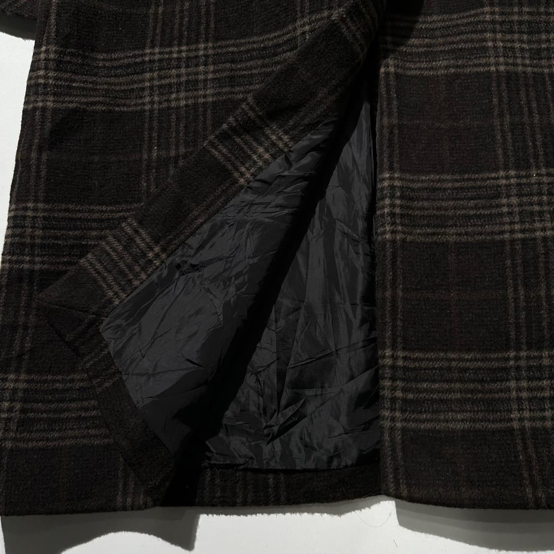 빔즈 하트 체크 로브 싱글 롱코트 상품이미지5