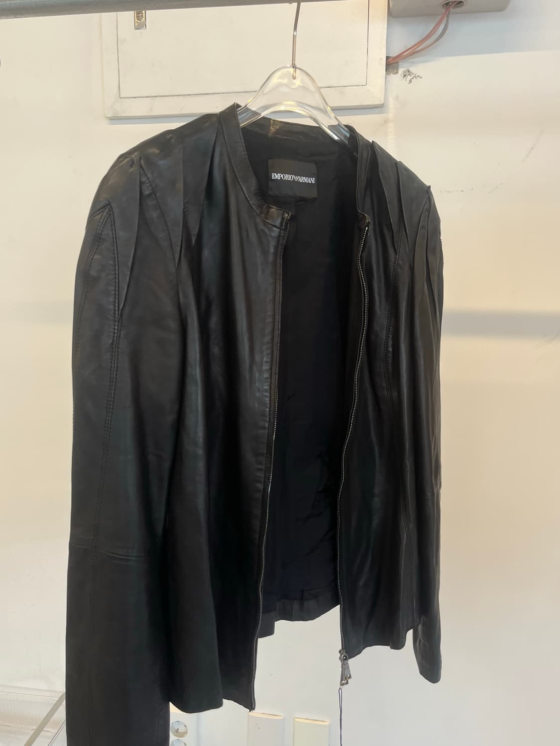Emporio Armani Round Neck Leather Jacket 상품이미지6