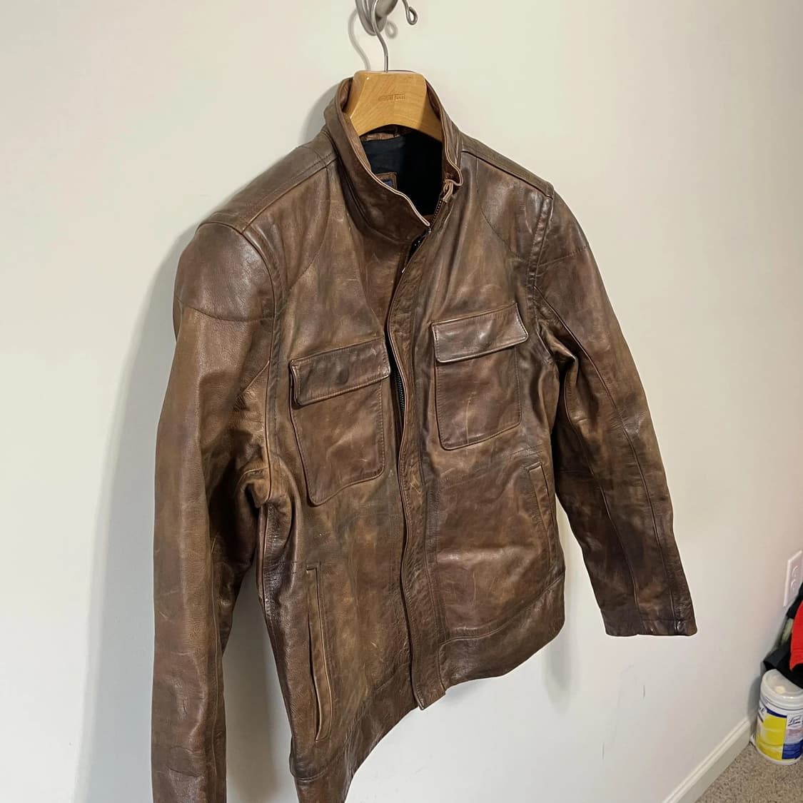 올드 갭 빈티지 브라운 레더 모토 자켓 상품이미지2