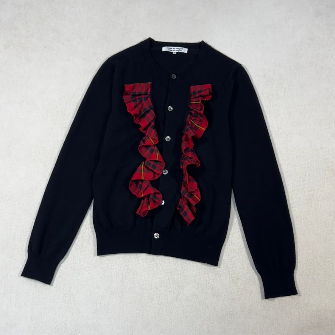Ruffle Tartan Check Black Cardigan 상품이미지2