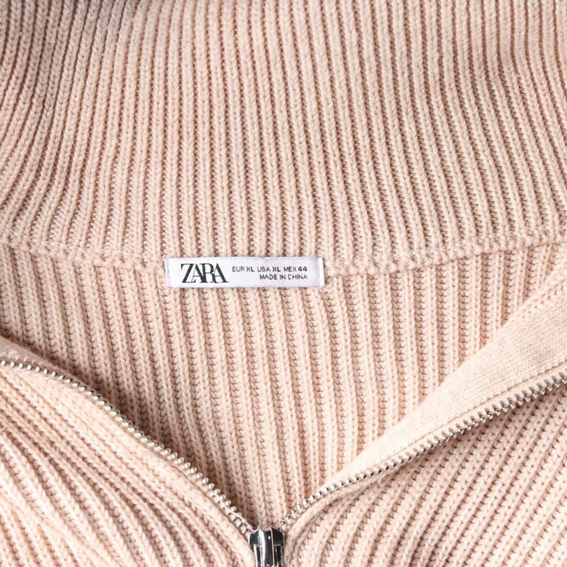 ZARA 베이지 하프 집업 골지 니트 스웨터 XL 상품이미지5