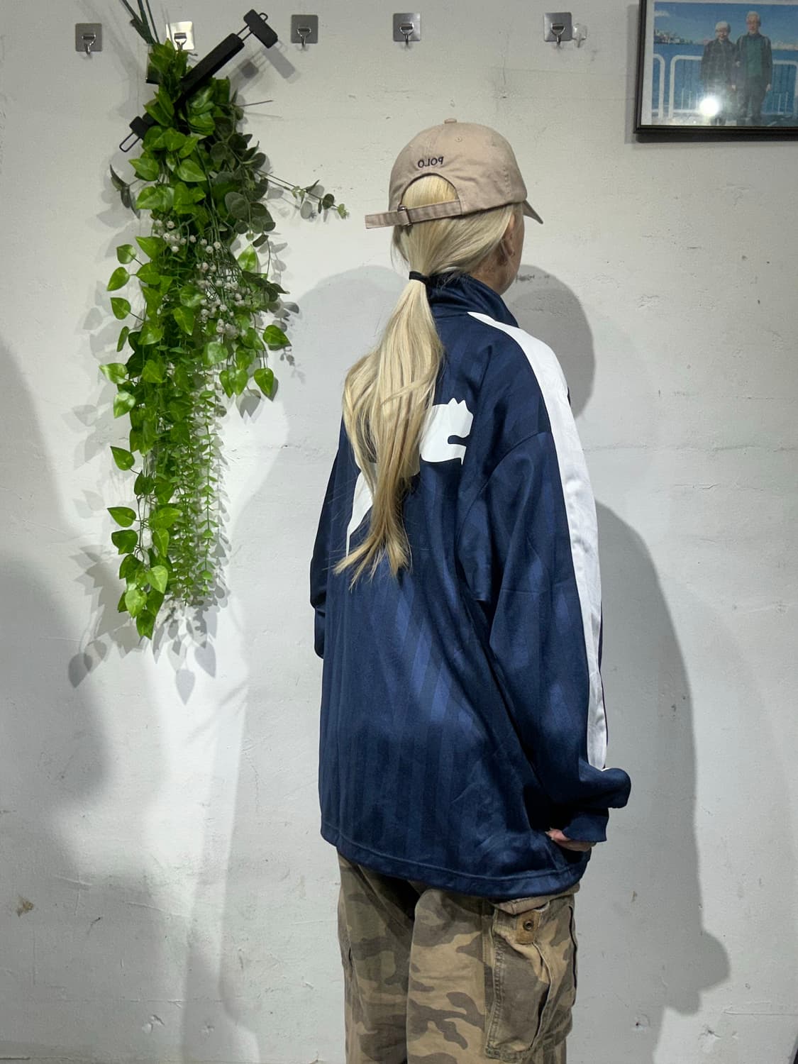 푸마 네이비 빅 로고 화이트 사이드 라인 트랙탑 져지 L 상품이미지3