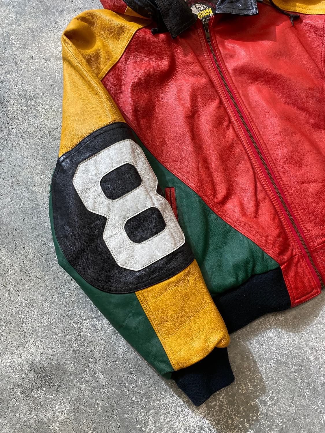 [L] 90s Harajuku Mother 에잇볼 램스킨 레더 자켓 상품이미지4