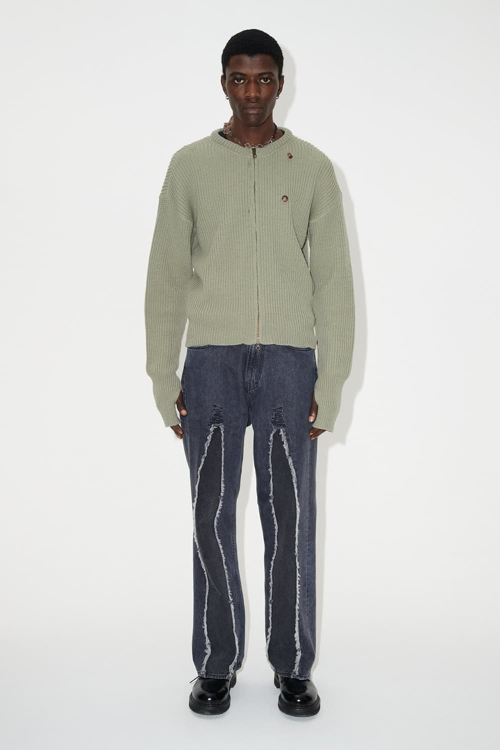 아워레가시 집업 랩 가디건 리파인드그린 쿼티디안 울 50 상품이미지1