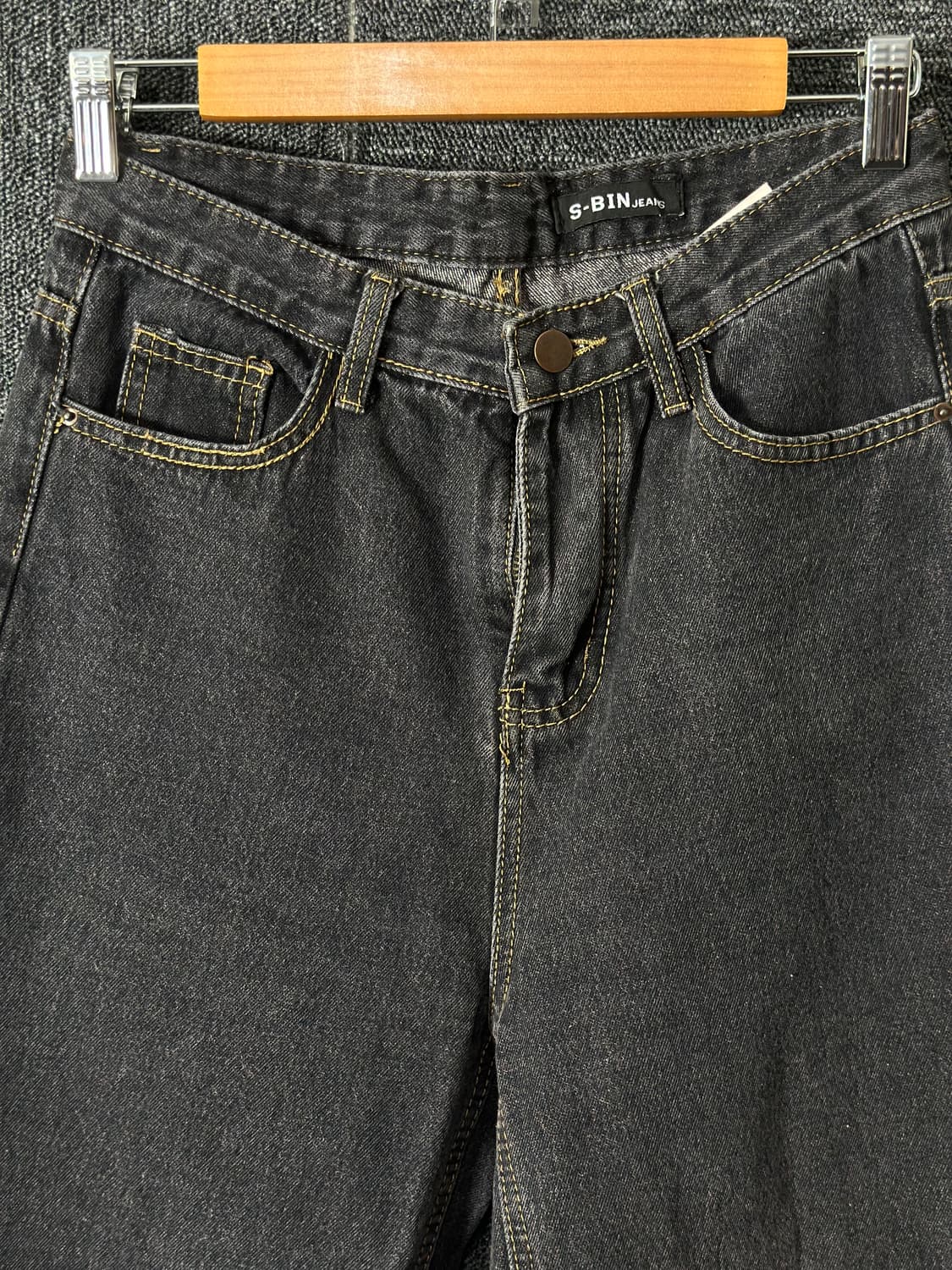 S-BIN JEANS 흑청 와이드 데님 팬츠 M 상품이미지5