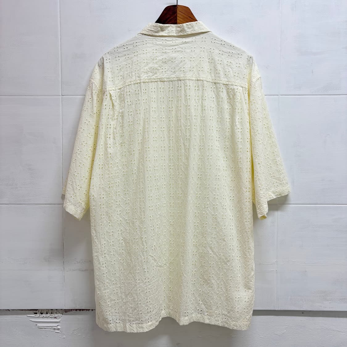 버터 펀칭 자수 오픈 카라 셔츠 XL JPN 상품이미지5