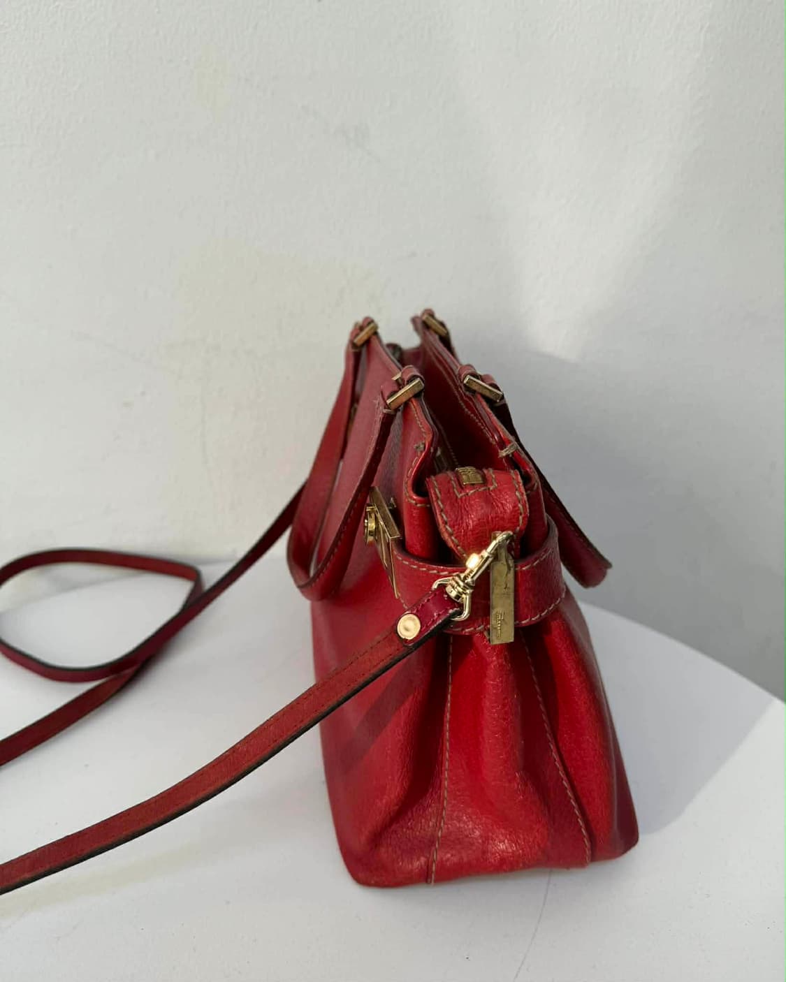 살바토레 페라가모 레드 가죽 투웨이 토트백 크로스백 상품이미지3
