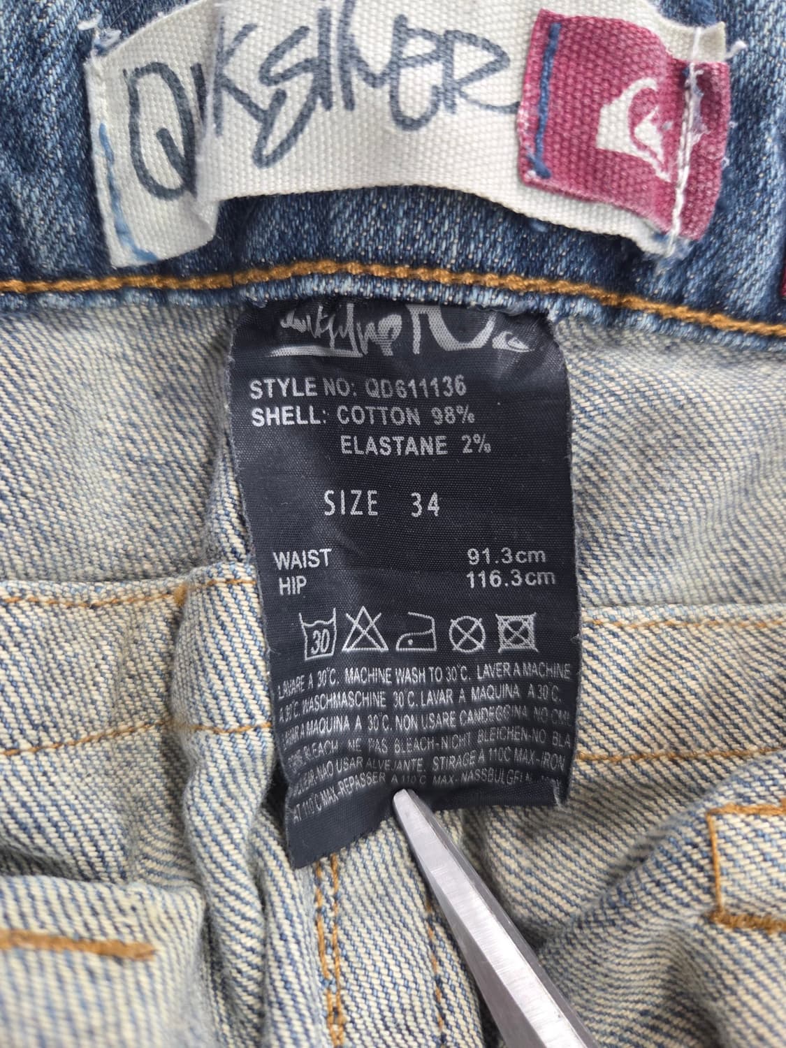 QUIKSILVER 퀵실버 빈티지 워싱 디스트로이드 데님 팬츠 상품이미지6