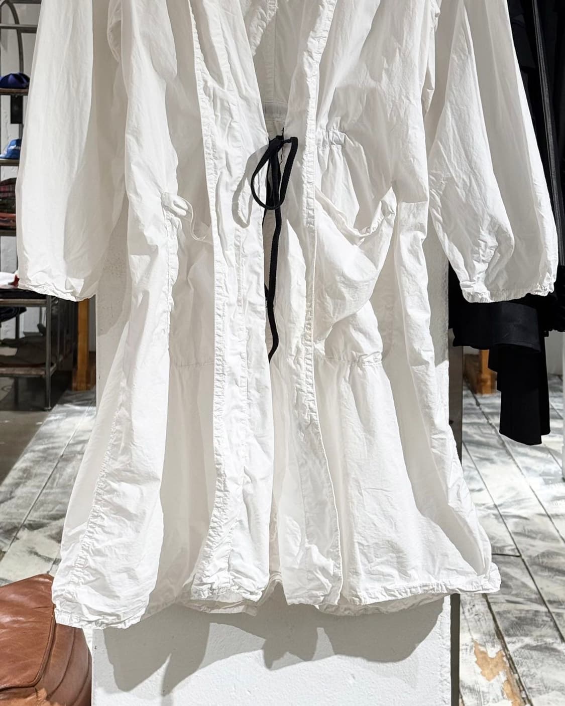 하쉬 화이트 코튼 스트링 후디 롱 자켓  상품이미지5