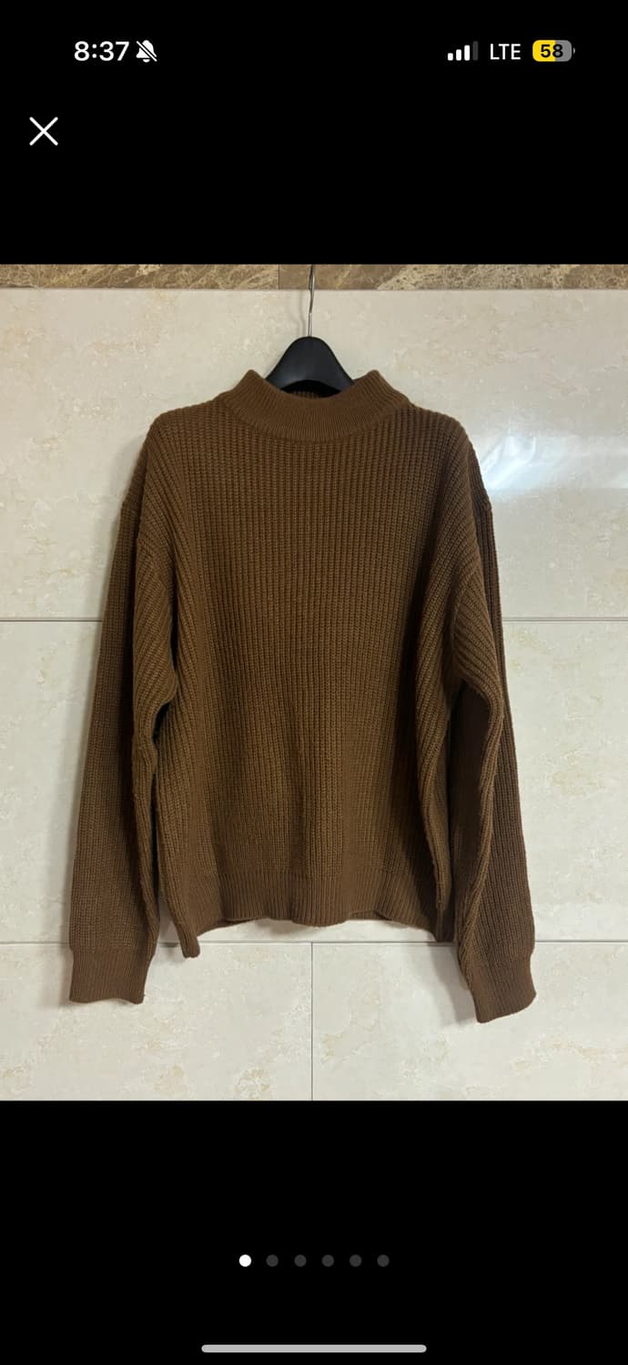 갈색 반폴라 와플골지 니트 상품이미지1