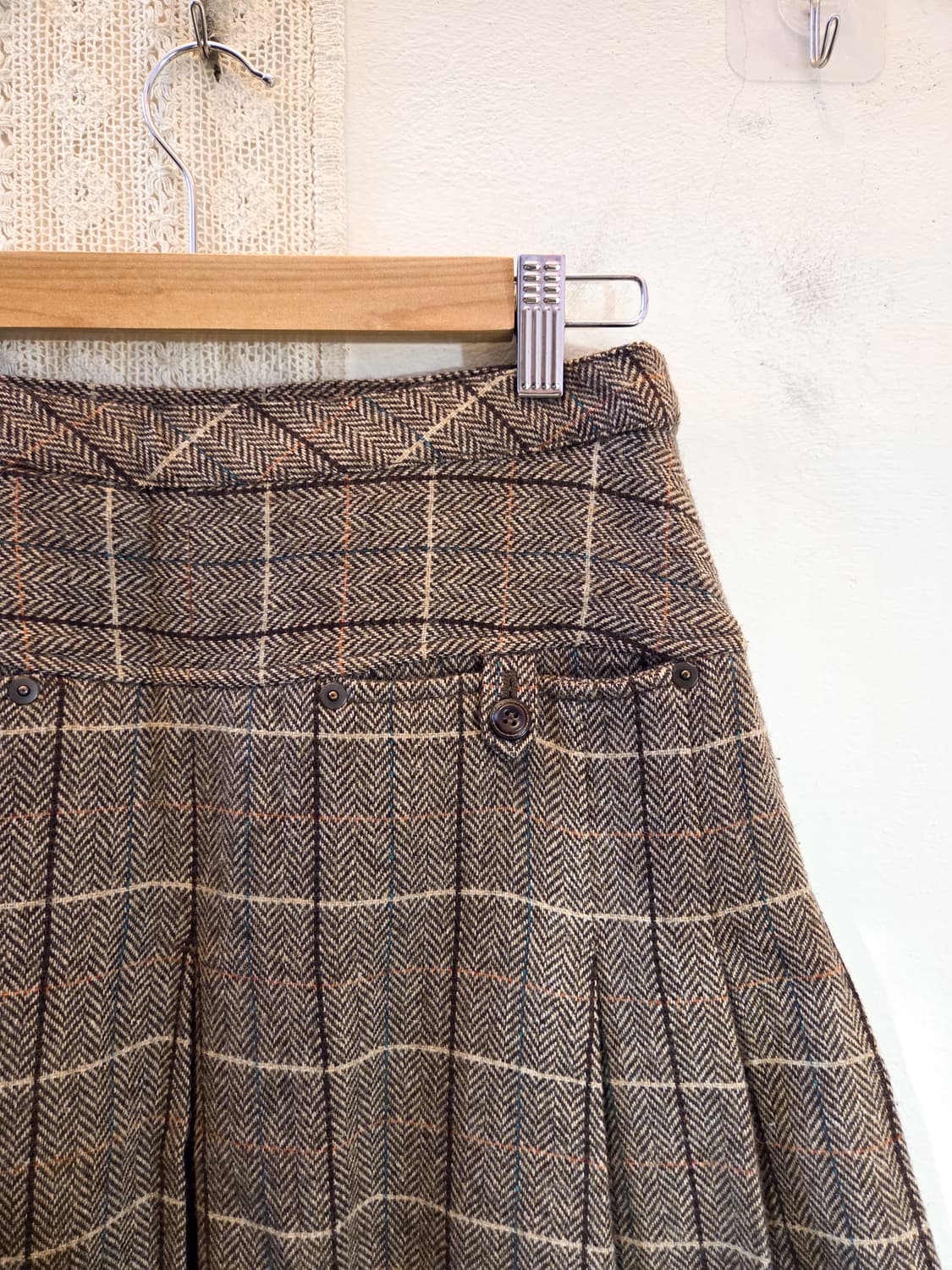EAST BOY 체크 미디 울 스커트 상품이미지6