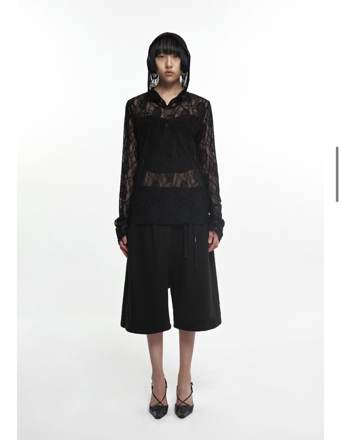 나체 LACE HOODIE SHIRT BLACK 상품이미지4