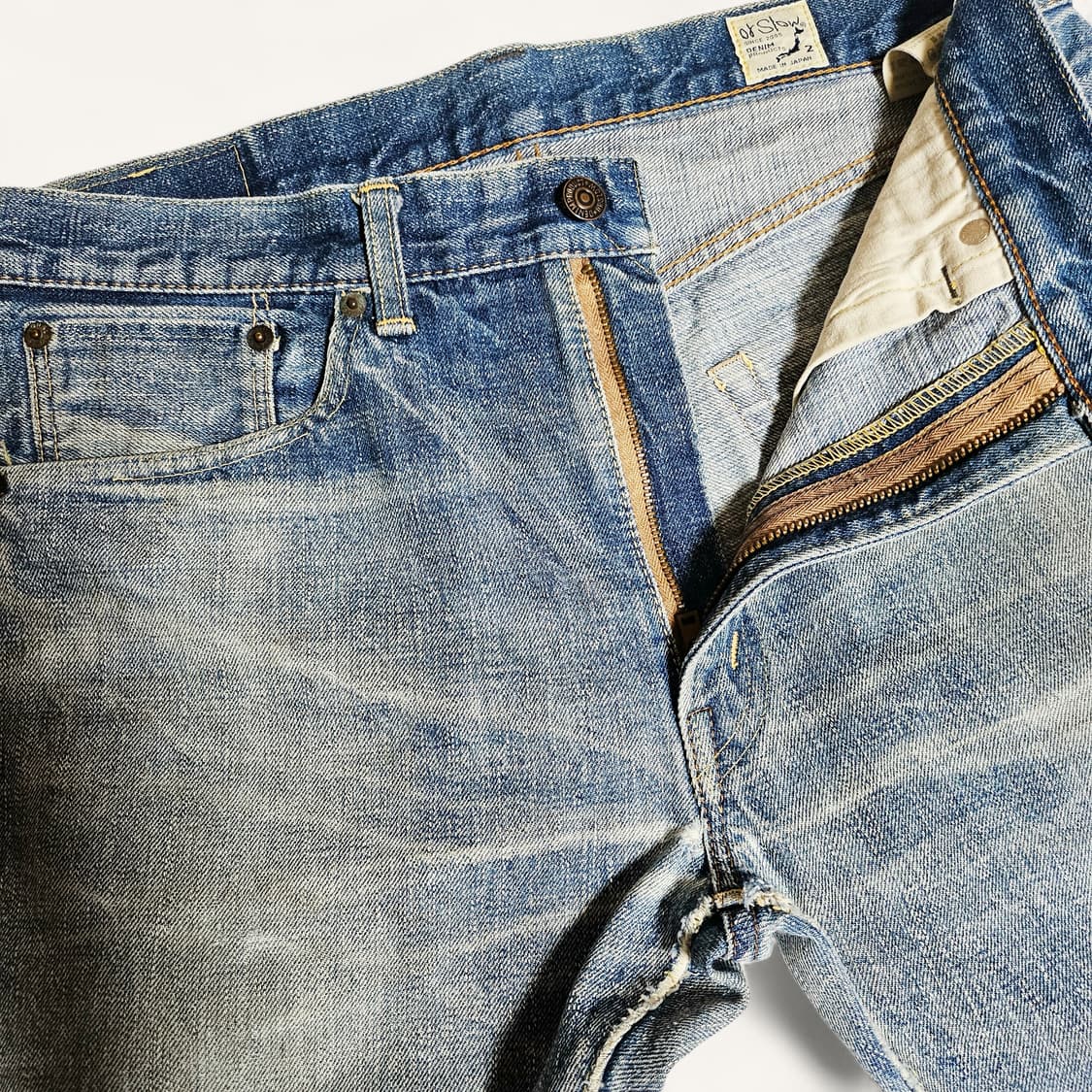[2(M)/32"][오어슬로우]107아이비핏 데미지워싱 셀비지 데님2y 상품이미지4