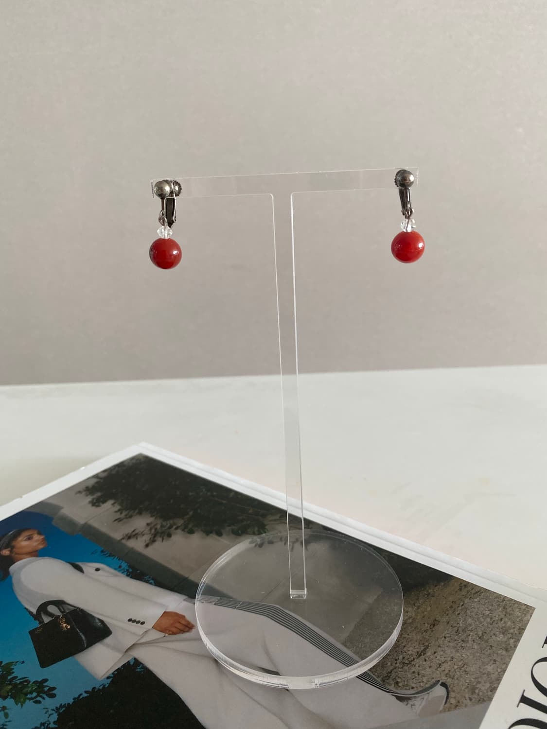 빈티지 레드 원석 귀찌 귀걸이 상품이미지6