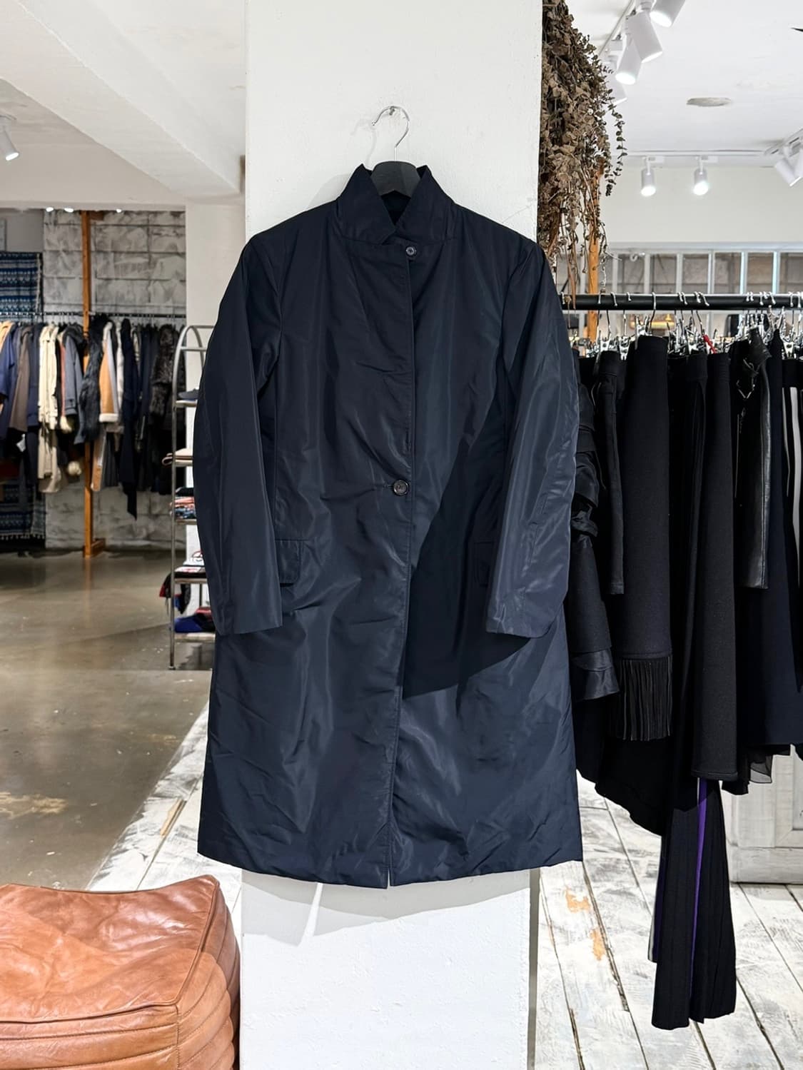 질샌더 네이비 하이넥 버튼 폴리 코트 상품이미지1