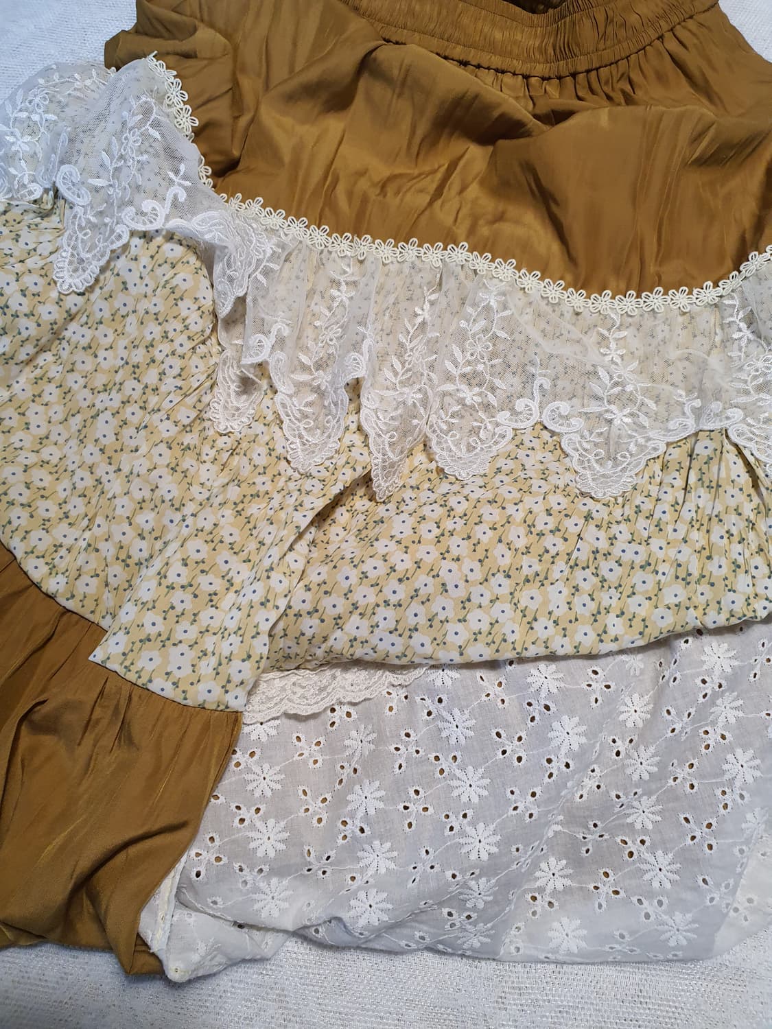 [모리걸] 레이스 패치워크 플라워 롱 스커트 상품이미지7