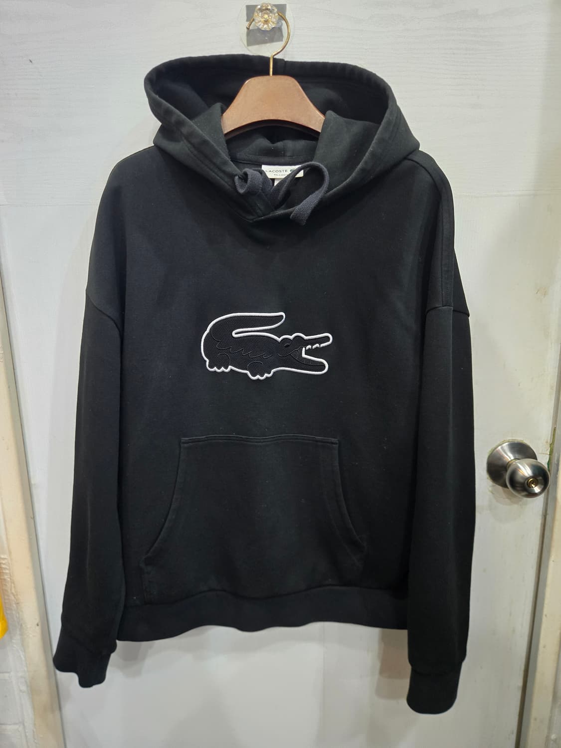 (사이즈FR 3, US S) LACOSTE 라코스테 올블랙 후드티셔츠! 상품이미지1