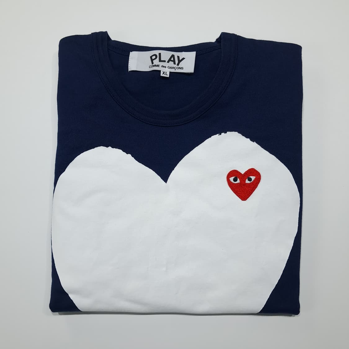 CK113 XL 꼼데가르송 일본판 하트 와펜 네이비 반팔 티셔츠 상품이미지8