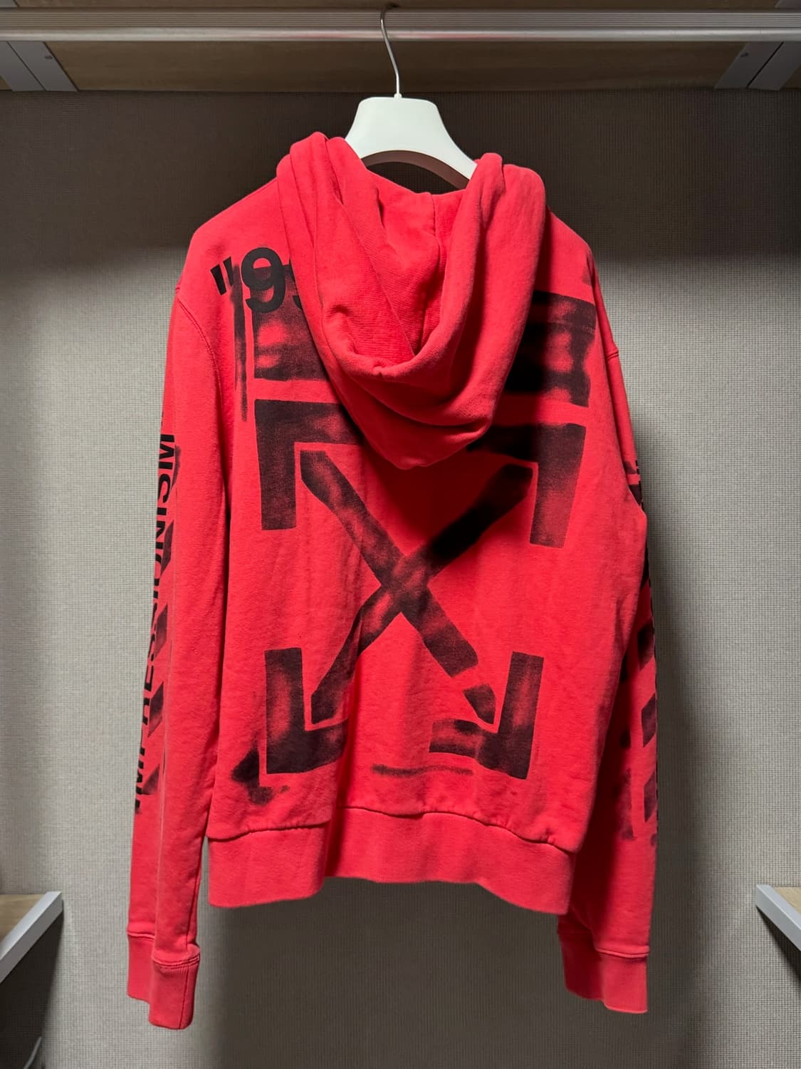오프화이트 임프레셔니즘 디아그 후드 집업 레드 M 상품이미지5