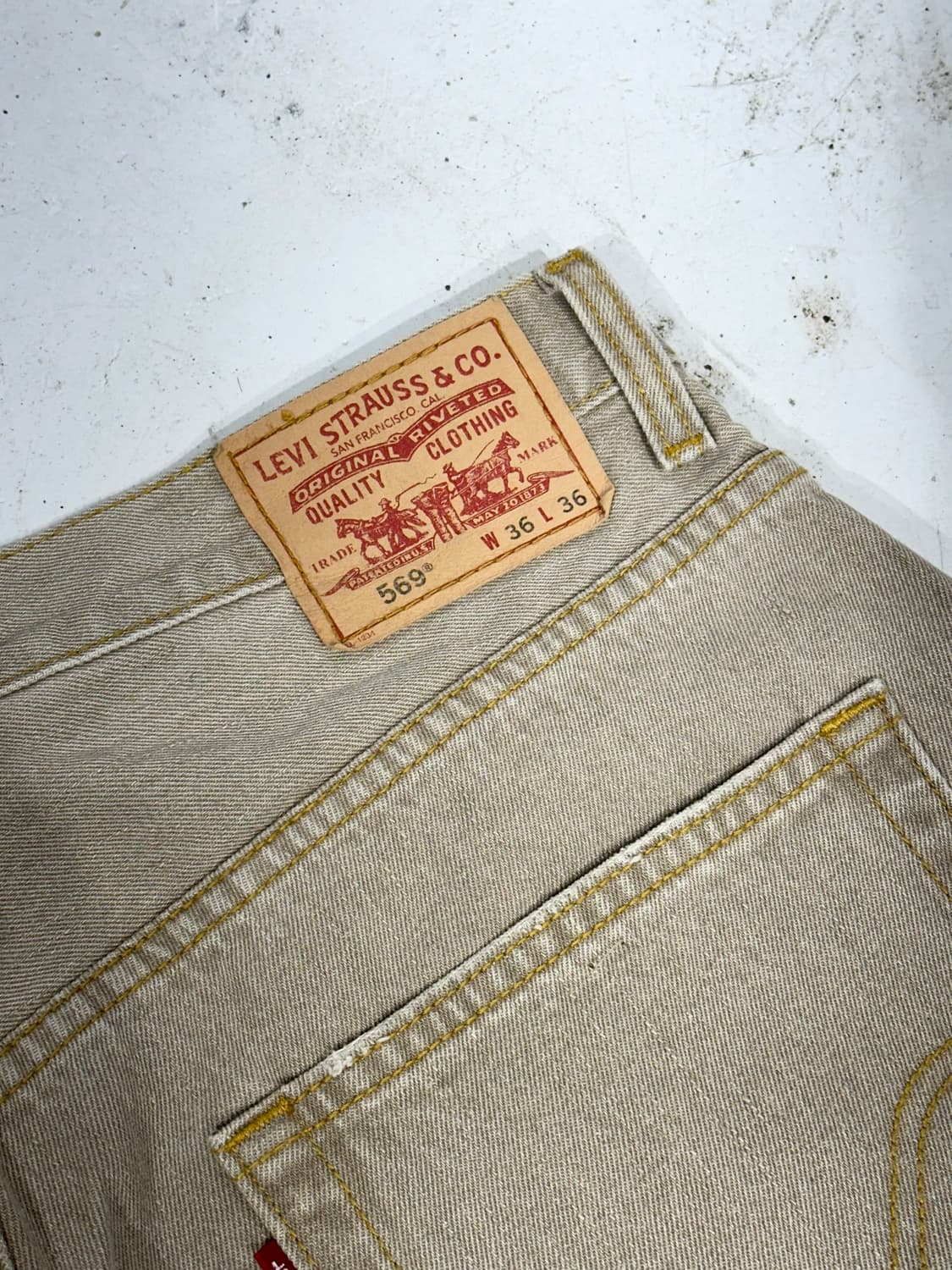 리바이스 569 와이드 베이지 대장급 데님 팬츠 청바지 36 상품이미지6
