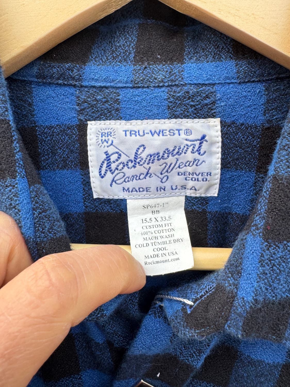 80s 락마운트 빈티지 버팔로 체크 웨스턴 셔츠 블루 상품이미지7