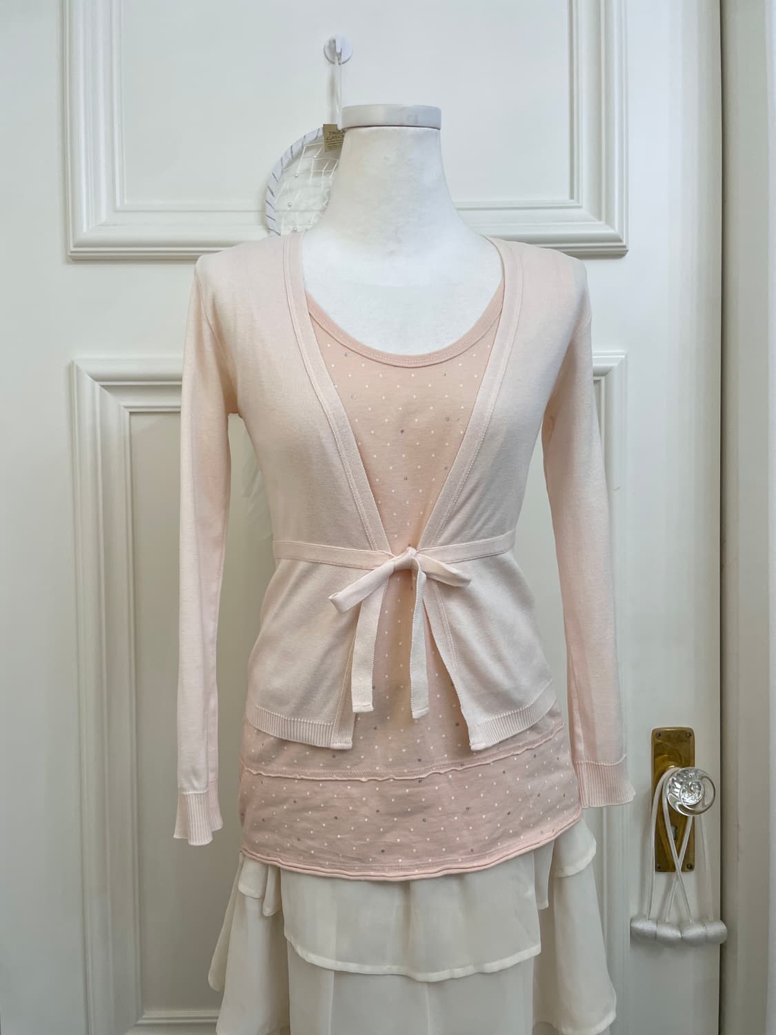 coral dot sleeveless cotton top&coral bo 상품이미지1