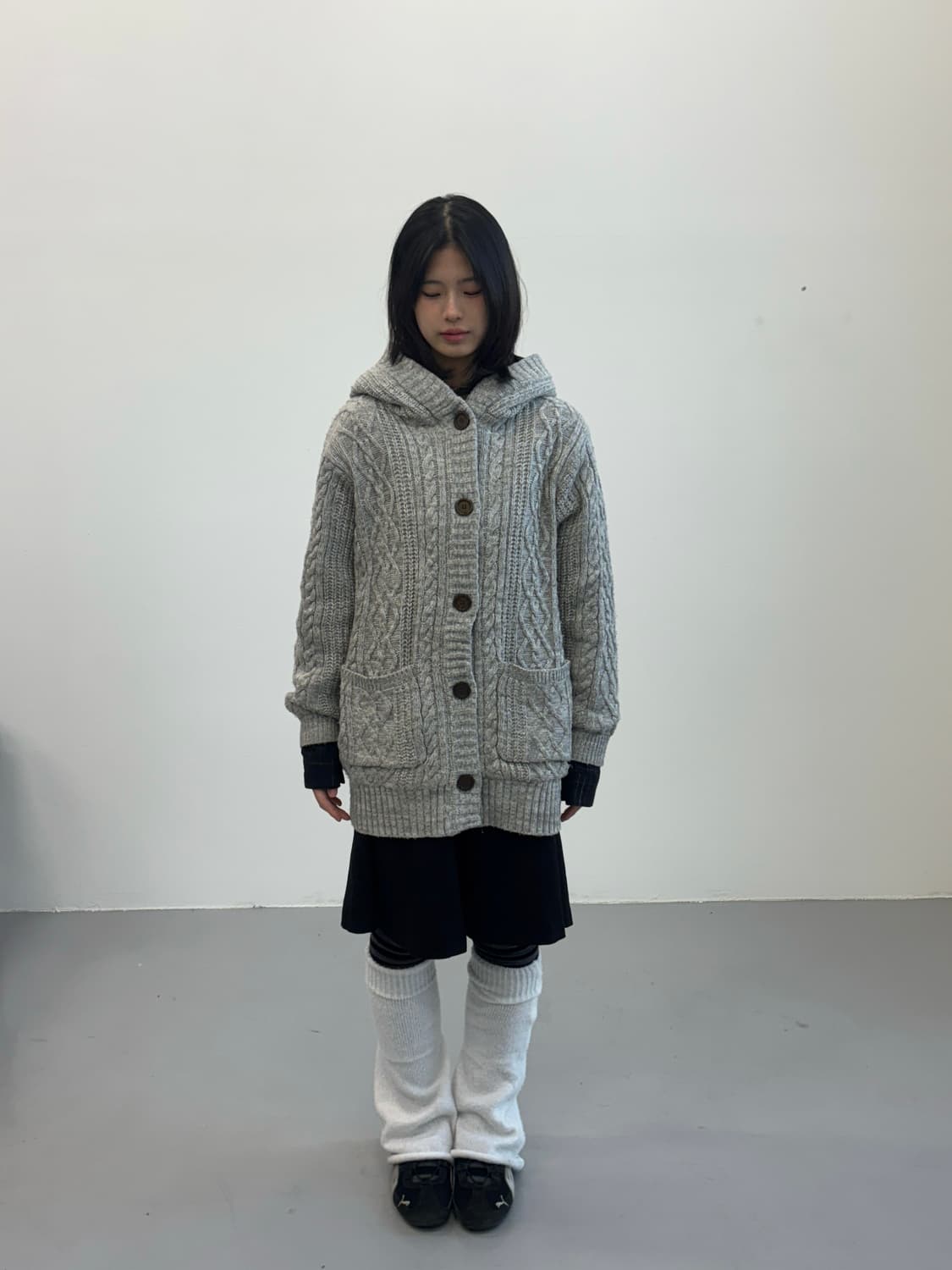 Sunny Village Cable Knit Hooded Cardigan 상품이미지1