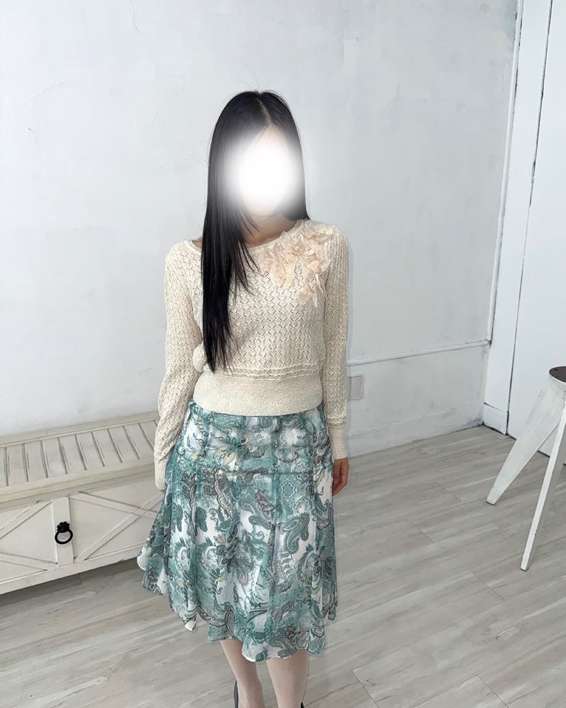 Jade Paisley Oriental Midi Skirt 상품이미지5