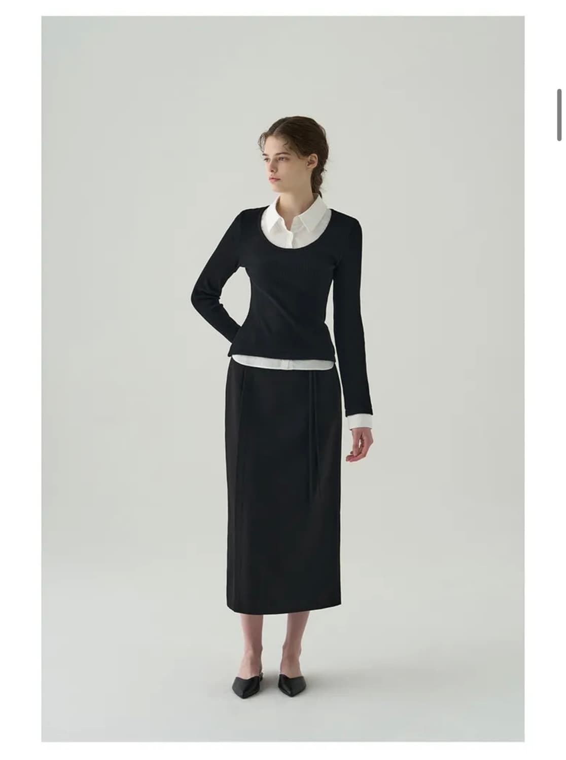 (새상품)(S) 드로우핏 우먼 에이치 라인 스트랩 펜슬 스커트 상품이미지1