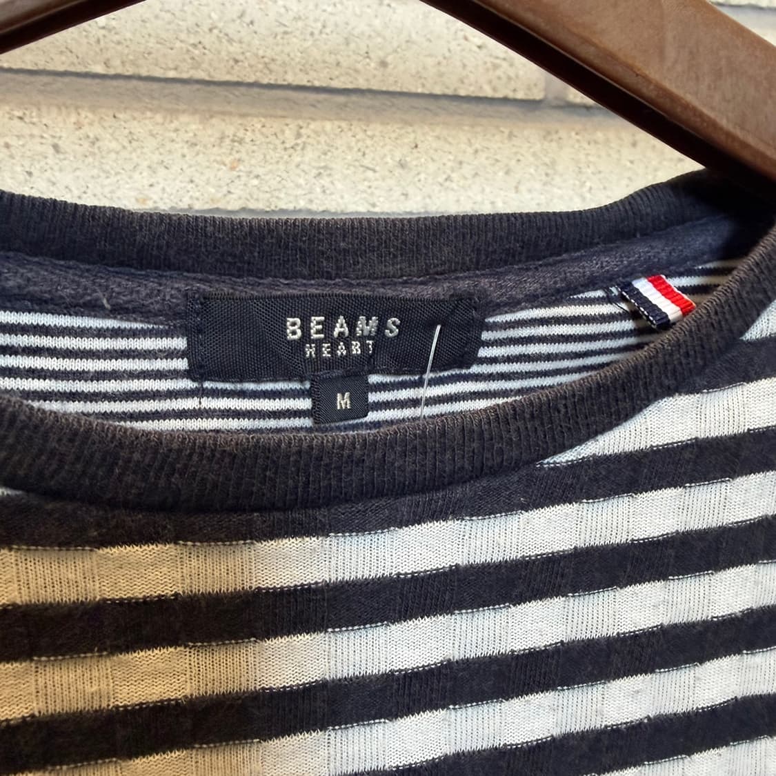 BEAMS 빔즈 스트라이프 체크골지 니트 패치포켓 믹스패턴 디테일 상품이미지8