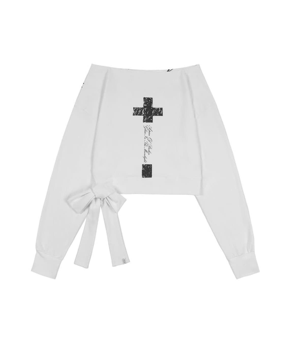 팬시클럽 보트넥 리본타이 스웻셔츠 화이트  상품이미지3