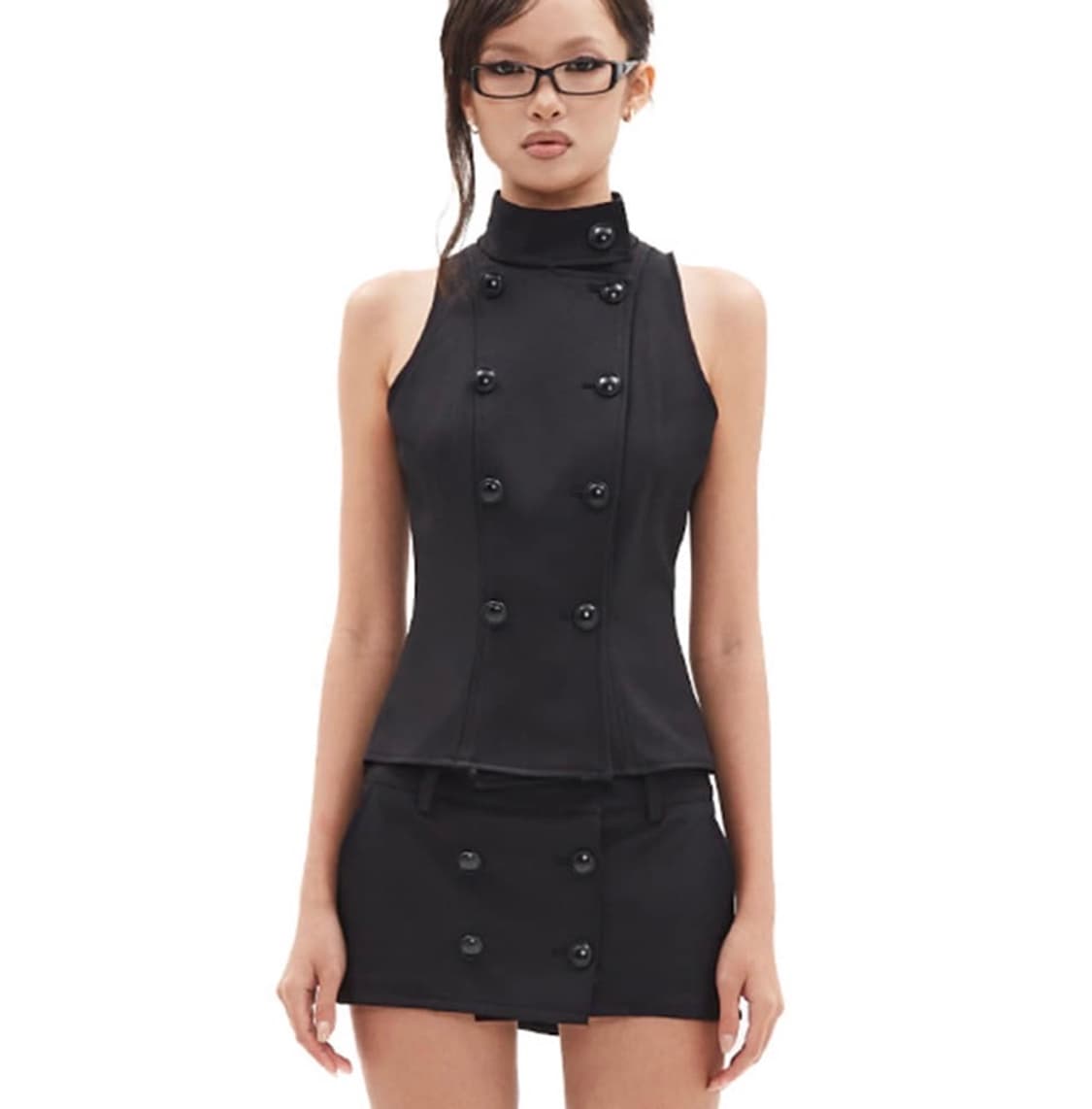 힐다 테일러드 버튼 셋업 블랙 상품이미지6