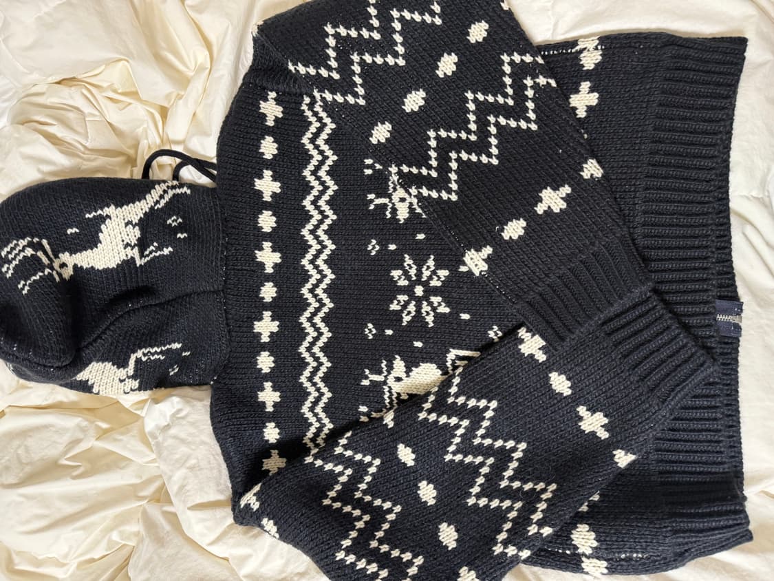 노르딕 사슴 후드집업 니트 연말 겨울 여행룩 새상품 상품이미지10