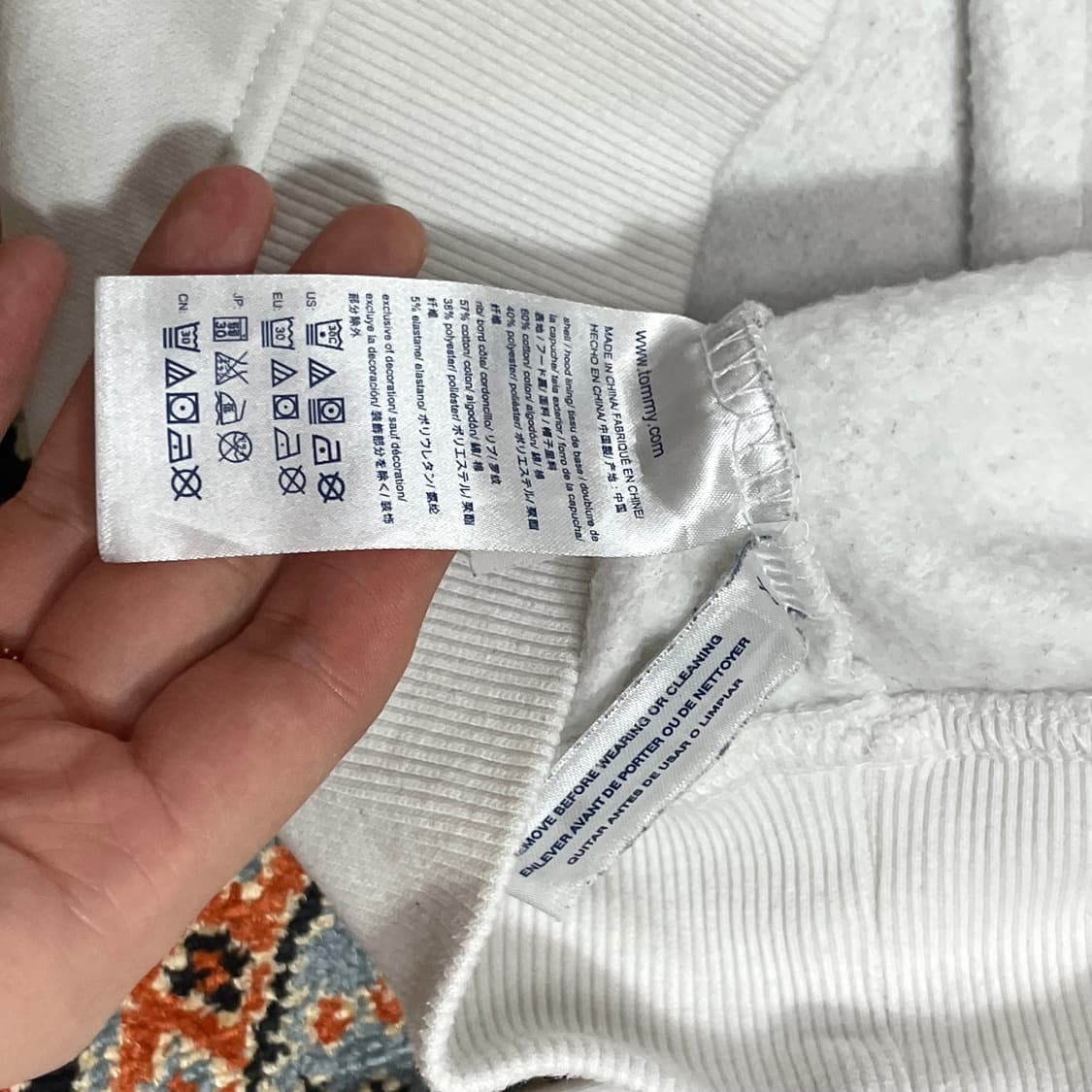 타미힐피거 화이트 기모 후드집업 여성XXS 상품이미지3