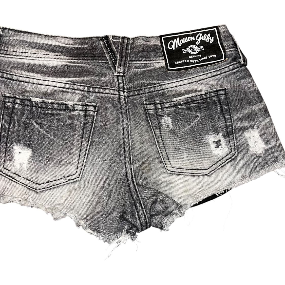 포켓 스터드 데미지 흑청 숏 팬츠 갸루y2k펑크 상품이미지4