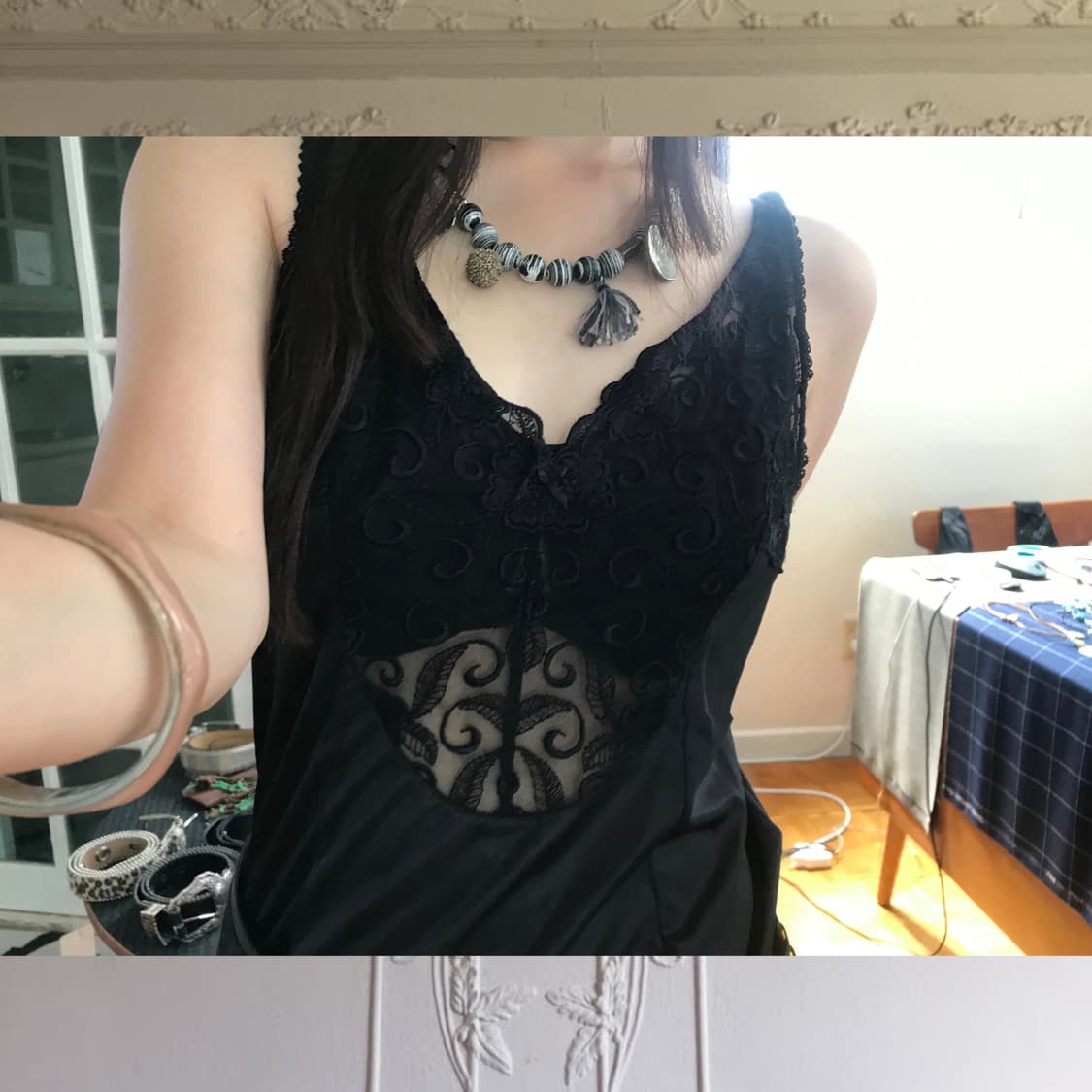 vintage lace see-through sleeveless 상품이미지1