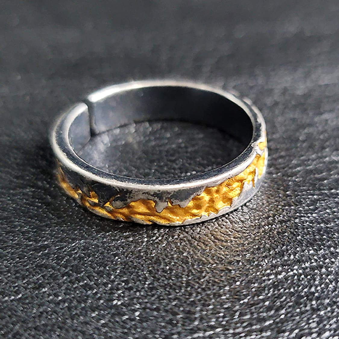 Orcal 실버 흑도금 남자 엔틱 빈티지 명품 금 크랙 반지 상품이미지2