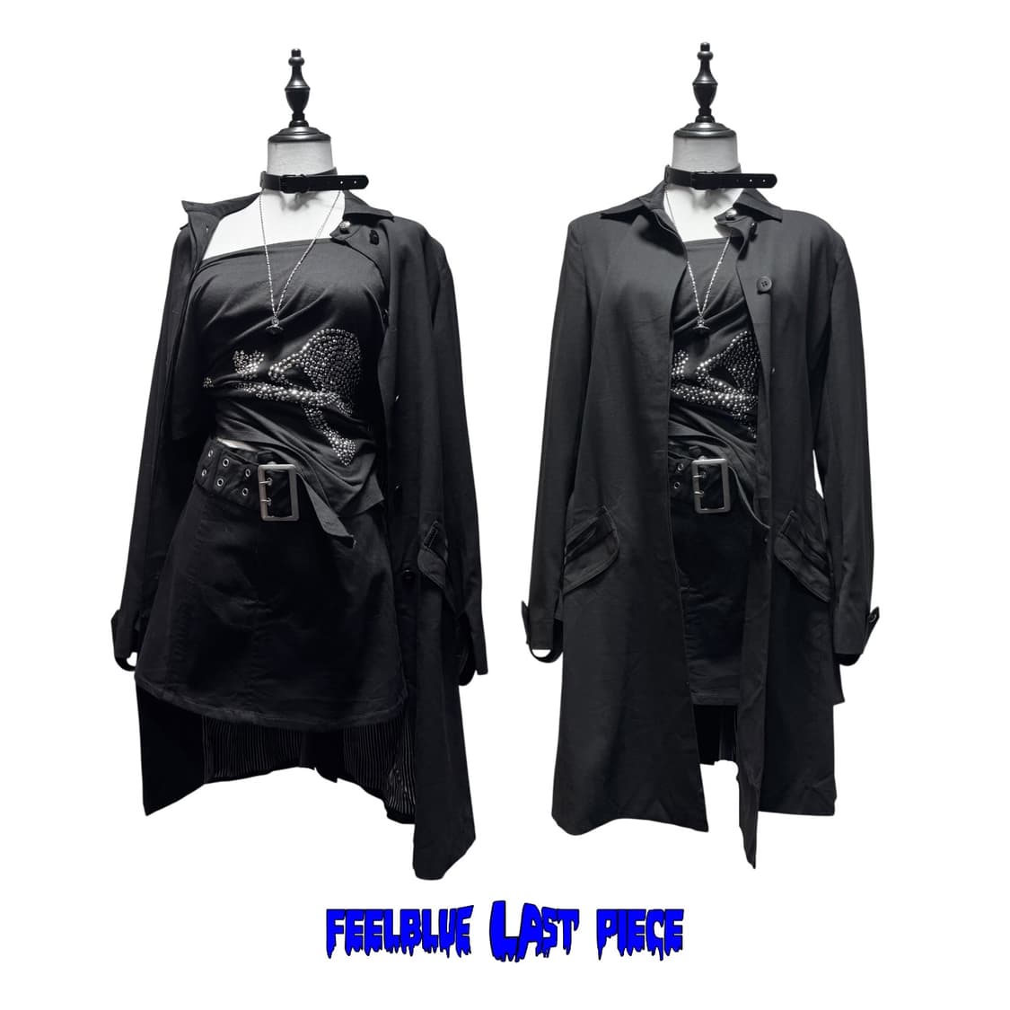 Leather Detail Accents Coat 고스펑크 트렌치 코트 상품이미지6