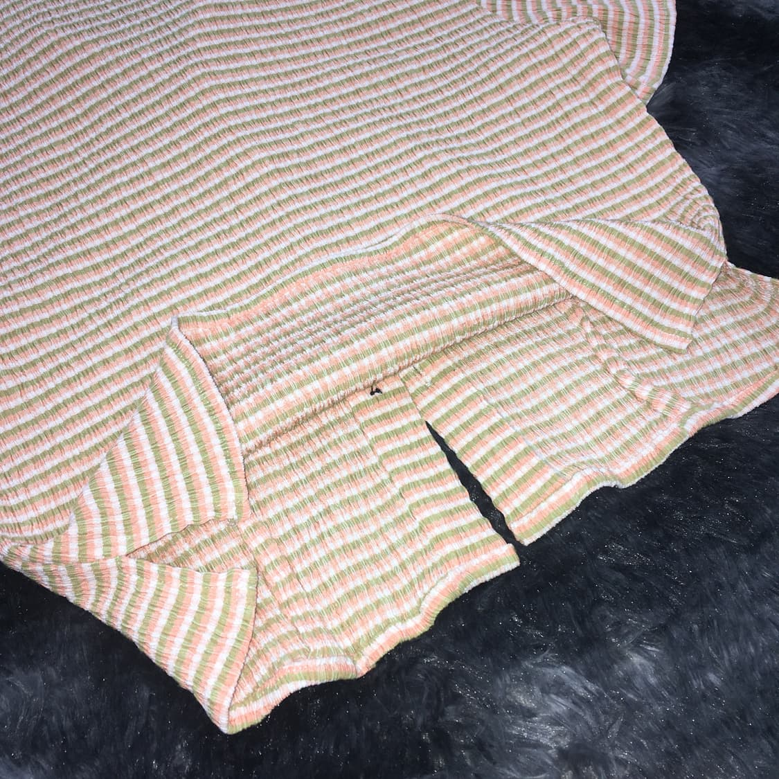 투티 /0179 샵사이다 크롭 스트라이프 텍스쳐 셔츠 상품이미지4