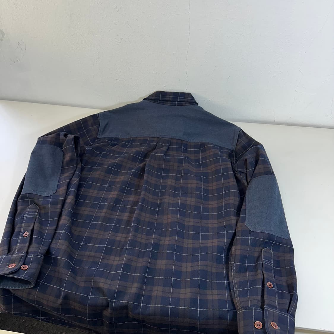 100 L 빈폴 아웃도어 네이비그린 원포켓 엘보우패치 셔츠 남방 상품이미지6